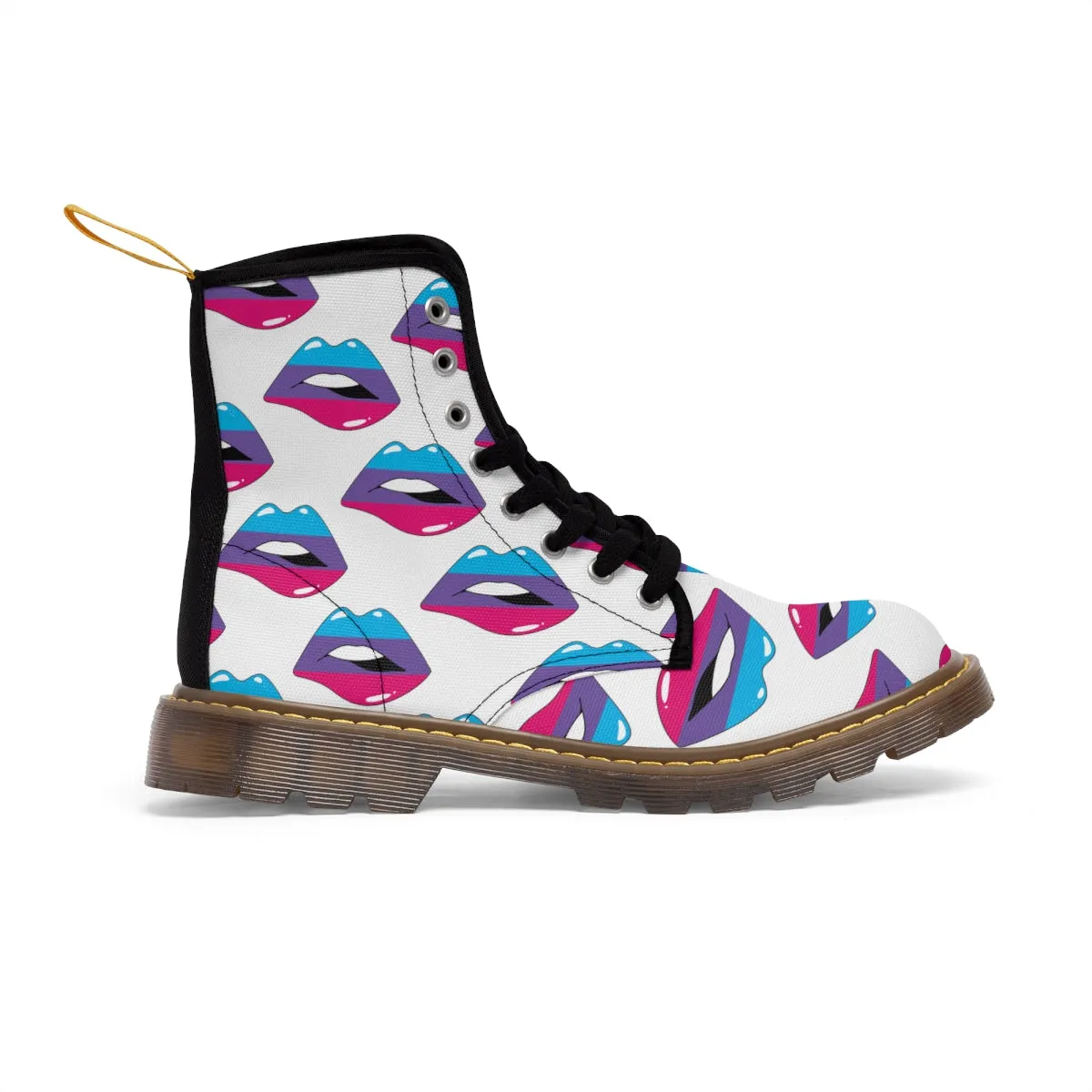 Androgyne Flag Kisses LGBTQ White Canvas Boots Unisex Size