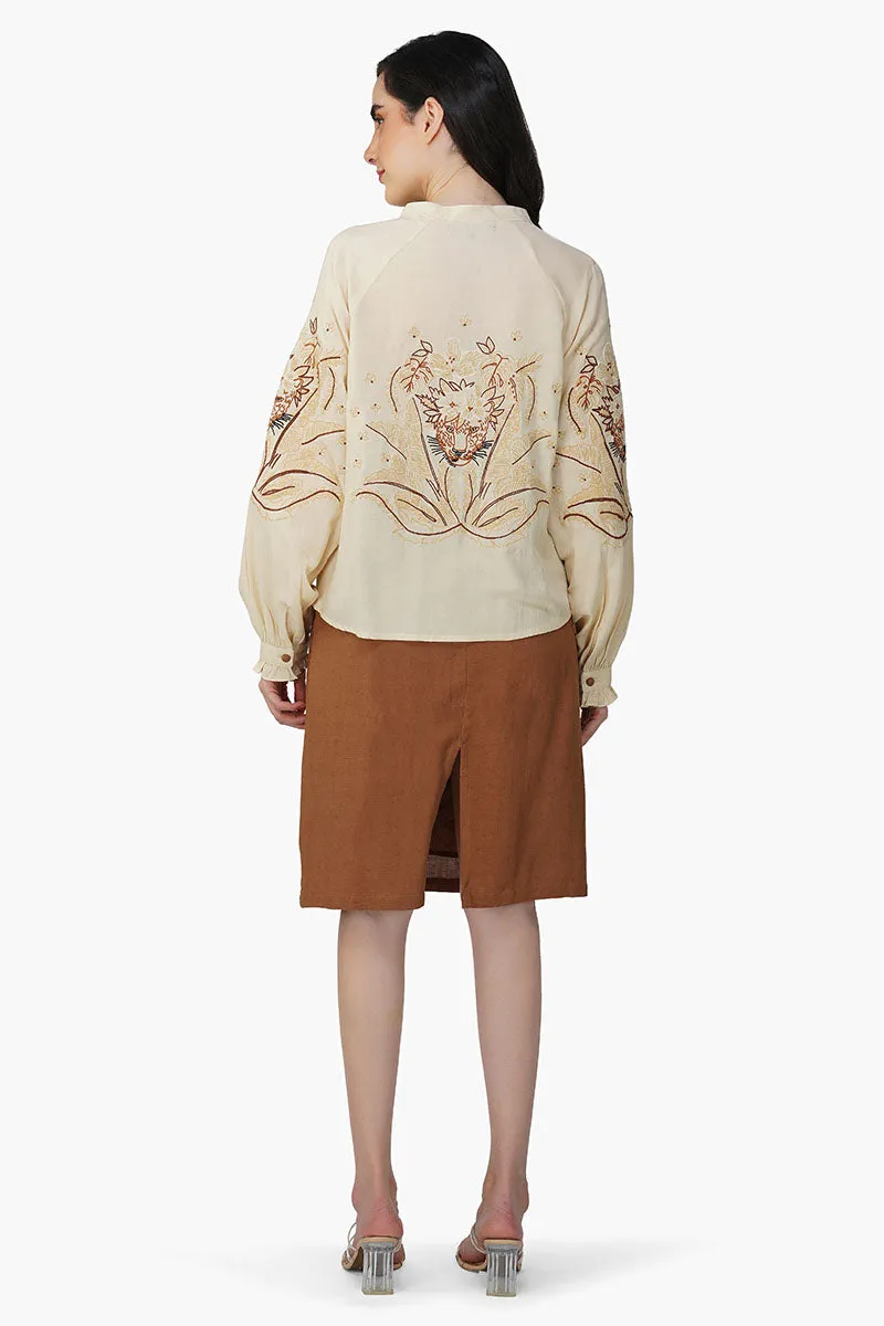 Bali Tiger Embroidered Blouse