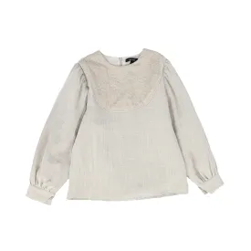 BAMBOO OATMEAL EMBROIDERED LINEN TOP [FINAL SALE]