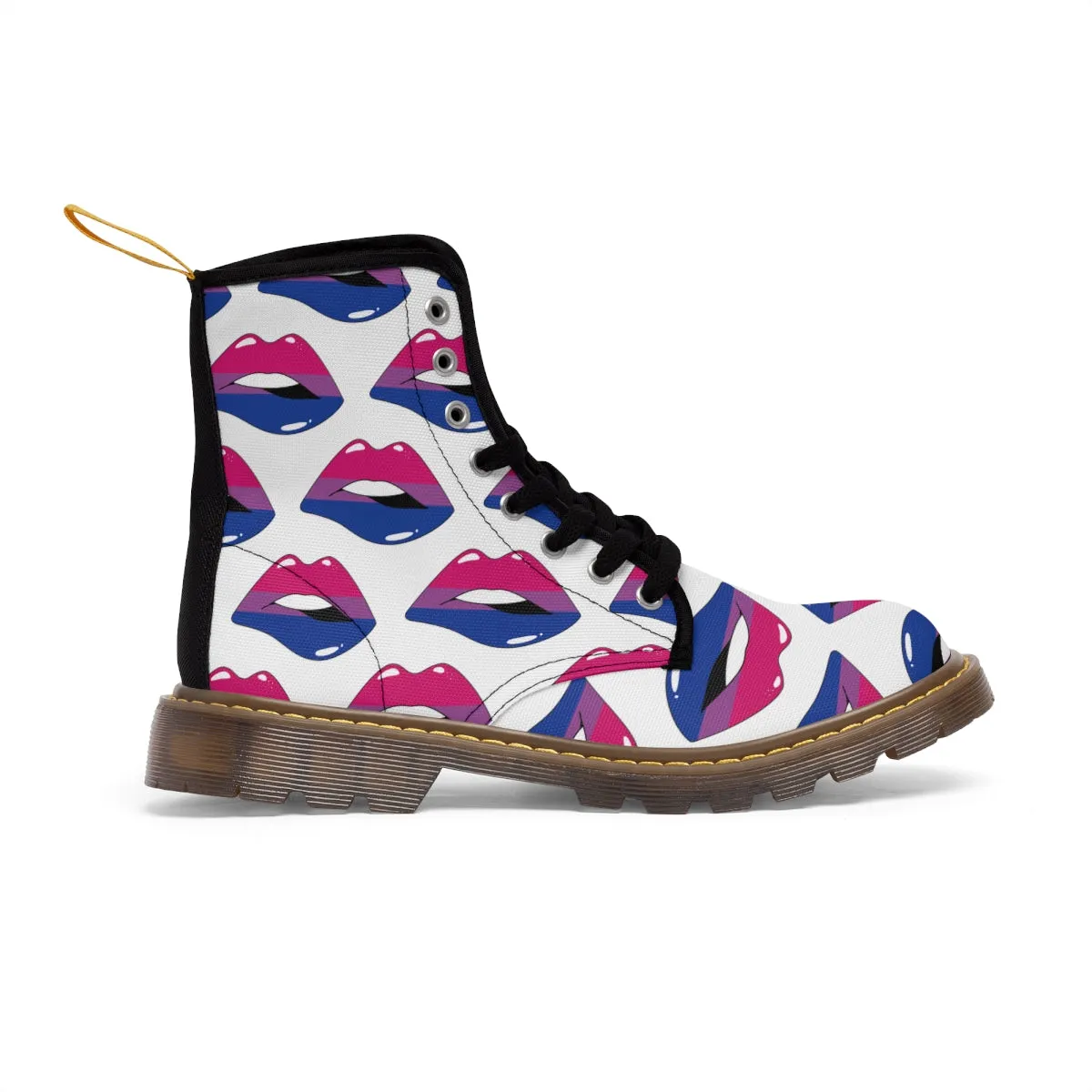 Bisexual Flag Kisses LGBTQ White Canvas Boots Unisex Size