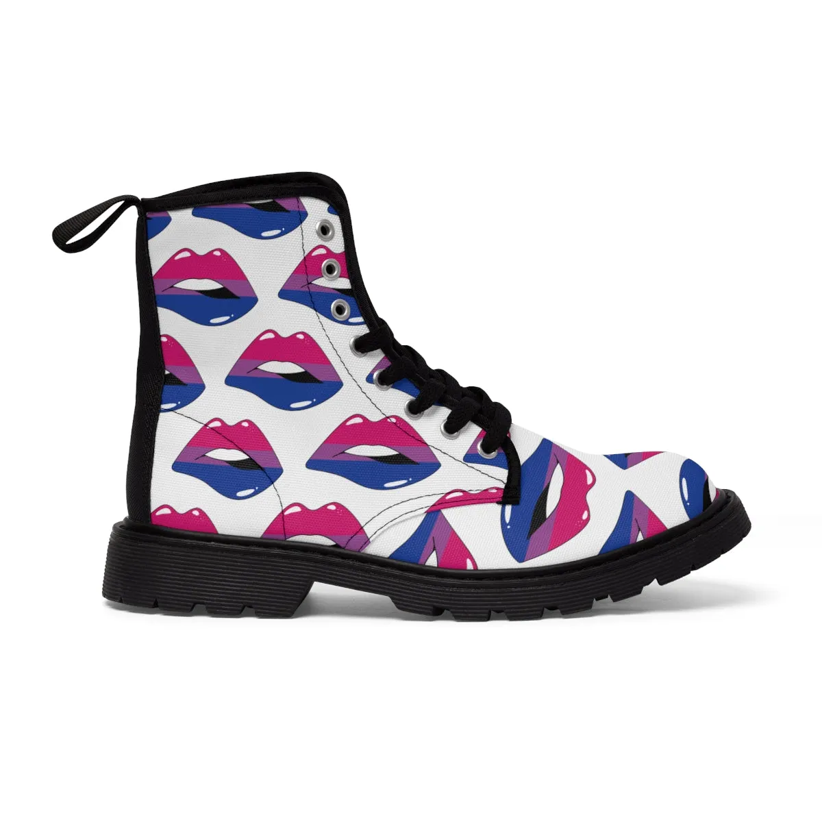 Bisexual Flag Kisses LGBTQ White Canvas Boots Unisex Size