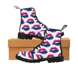 Bisexual Flag Kisses LGBTQ White Canvas Boots Unisex Size