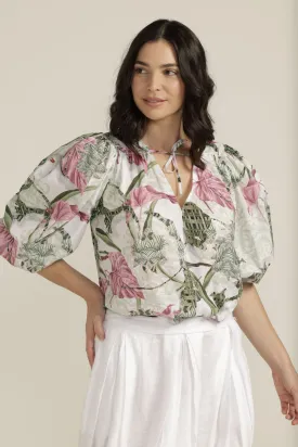 Cotton Palms Print Full Sleeve Blouse