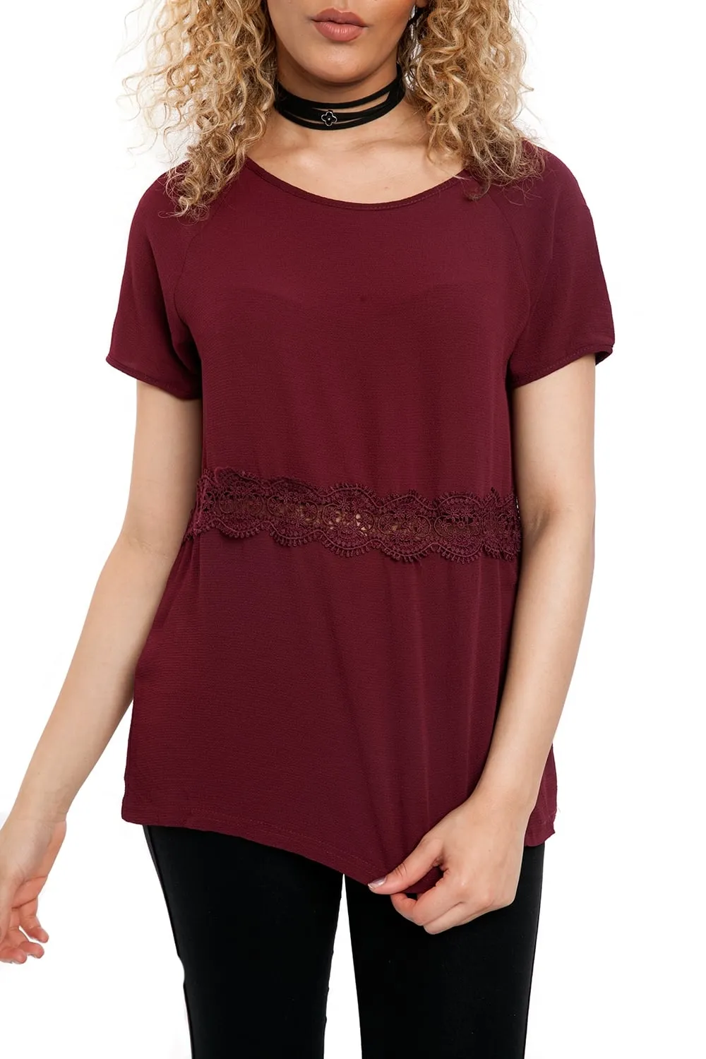 Cut Out Lace Detail Top