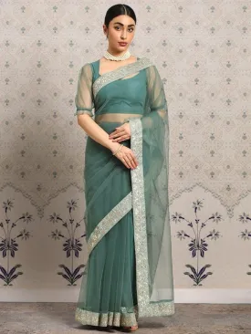 Embroidered Net Saree