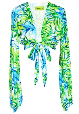 Euphoria - Paradise Palm Cropped Blouse (Off-White)