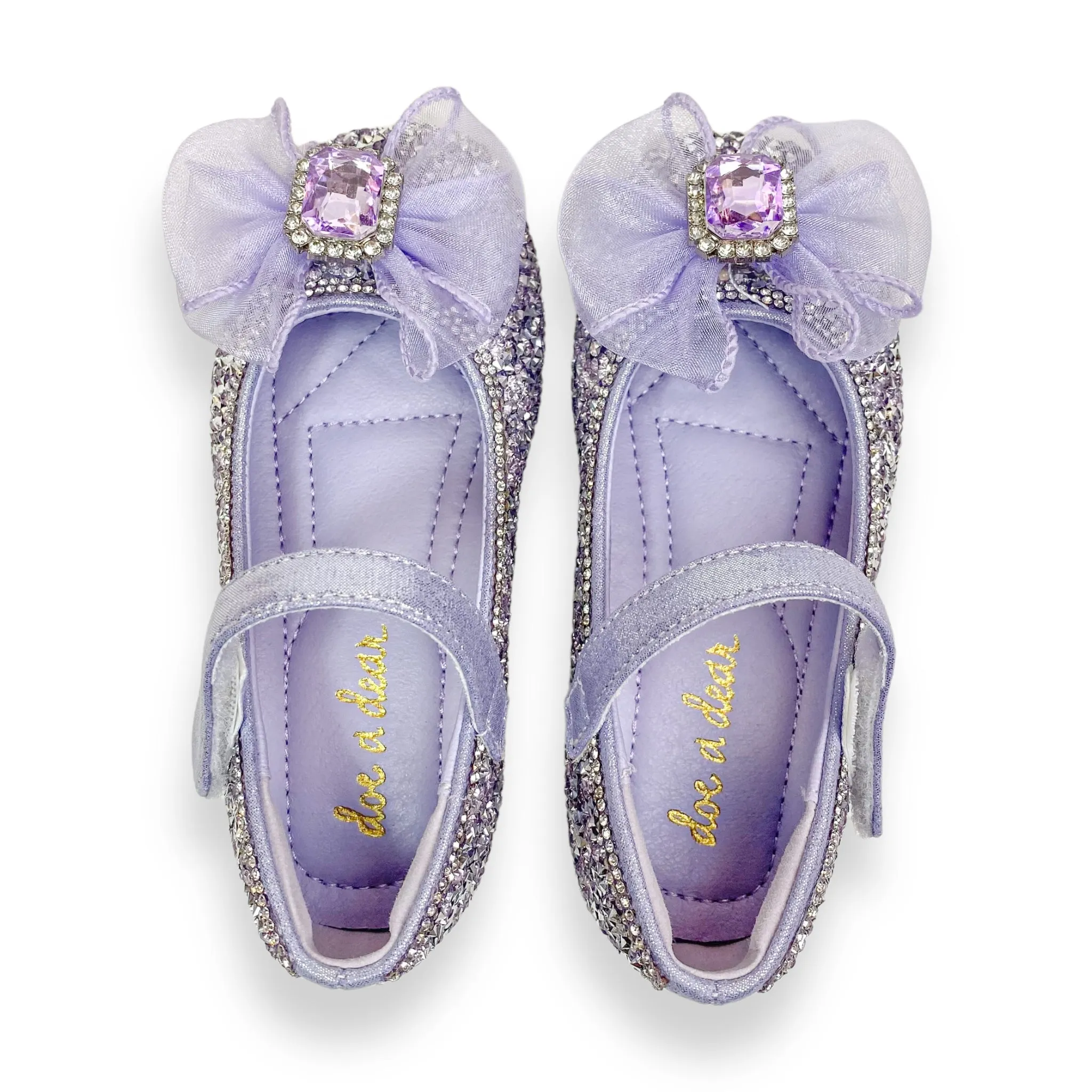 Glitter & Metal Stone Flat Shoes-Purple