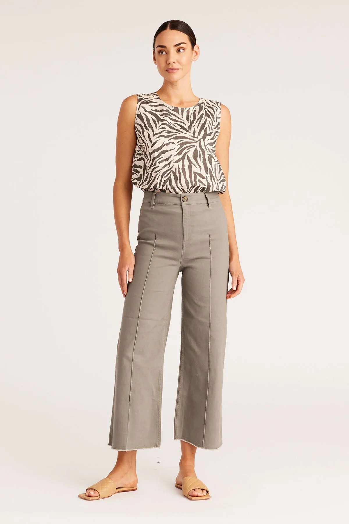 Kendall Drill Wide Leg Pant  - Khaki