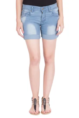 Kopyneko Women's Denim Light Blue Shorts