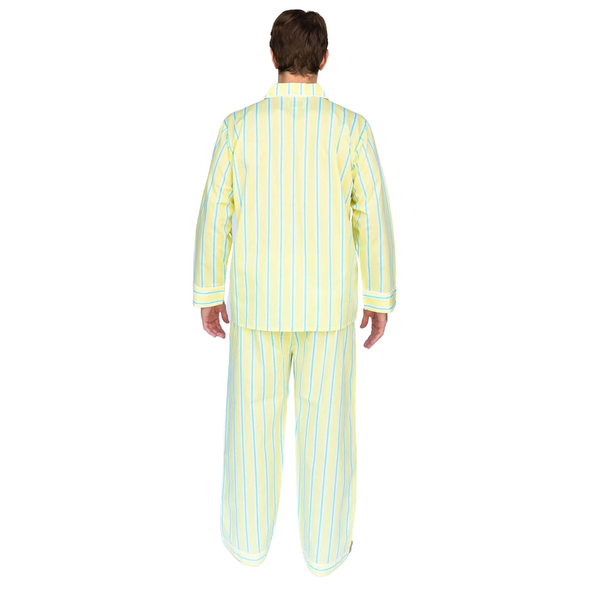 Men's Andy Cohen Yellow   Green Stripe Pj Pant Set