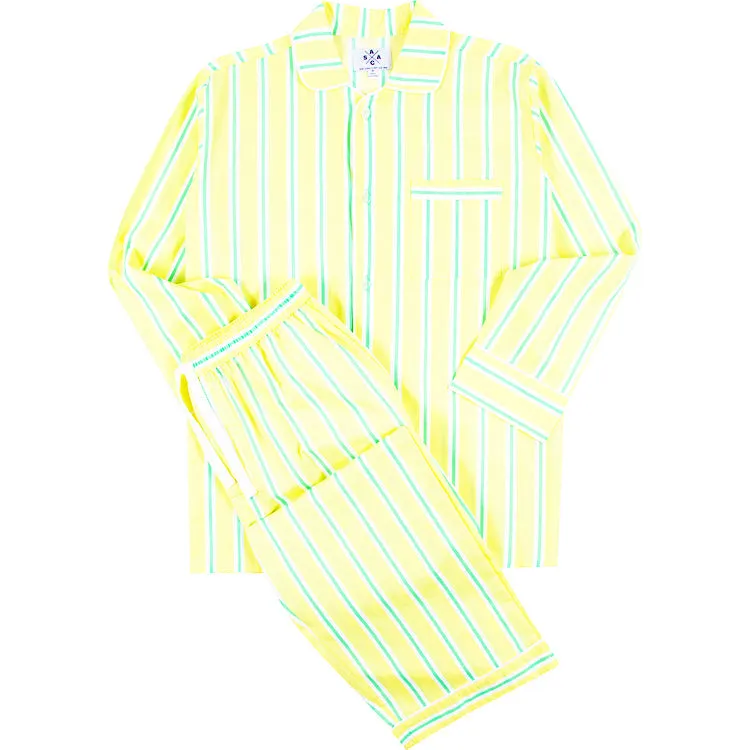 Men's Andy Cohen Yellow   Green Stripe Pj Pant Set