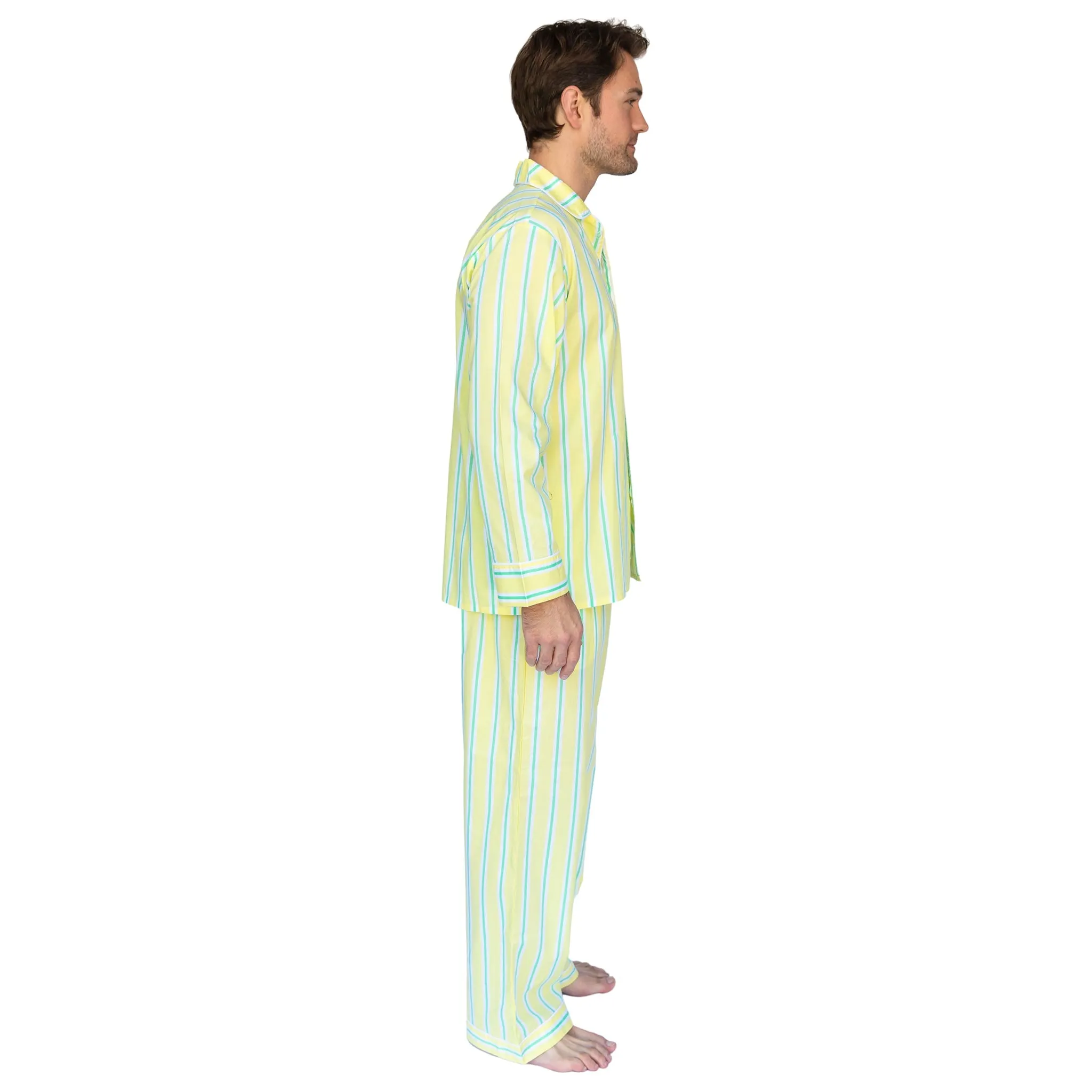 Men's Andy Cohen Yellow   Green Stripe Pj Pant Set