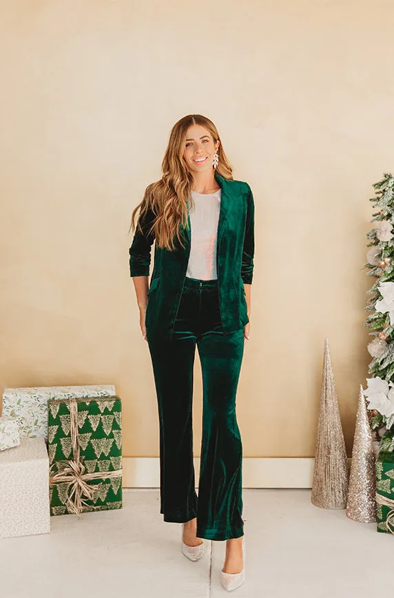 Millie Emerald Velvet Blazer Set - FINAL FEW - FINAL SALE