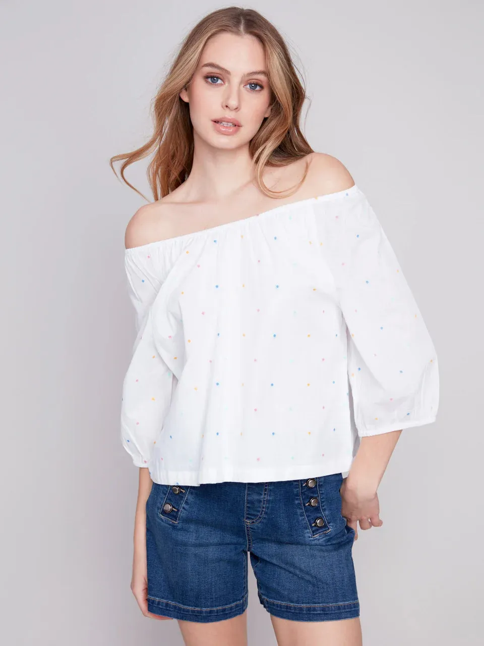 OFF THE SHOULDER COTTON BLOUSE