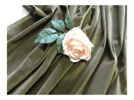 OLIVE GREEN - Cotton  Crafting / Dressmaking Velvet / Velveteen Fabric - Lightweight