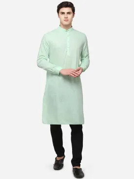 Pastel Green Solid Regular Fit Modi Kurta | JadeBlue