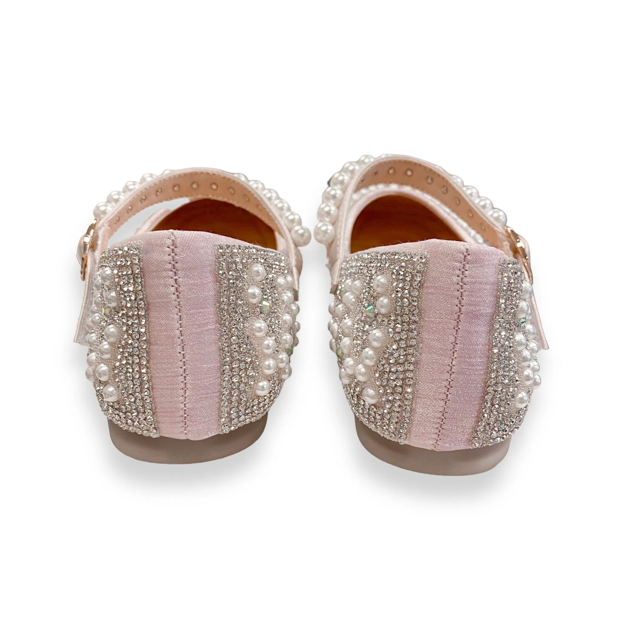 Pearl Strap Jewel Flat Shoes in Pink