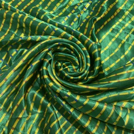 Premium Green Lehariya Print Satin Fabric