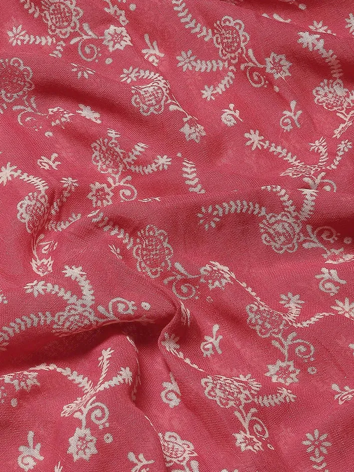 Red Cotton Linen Saree