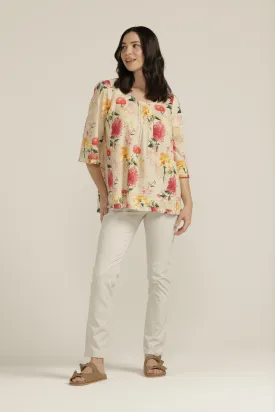 Sunset Floral Cotton Trapeze Top