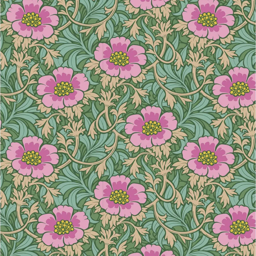 Tilda Fabrics ~ TIL100537 ~ Winterrose ~ Sage