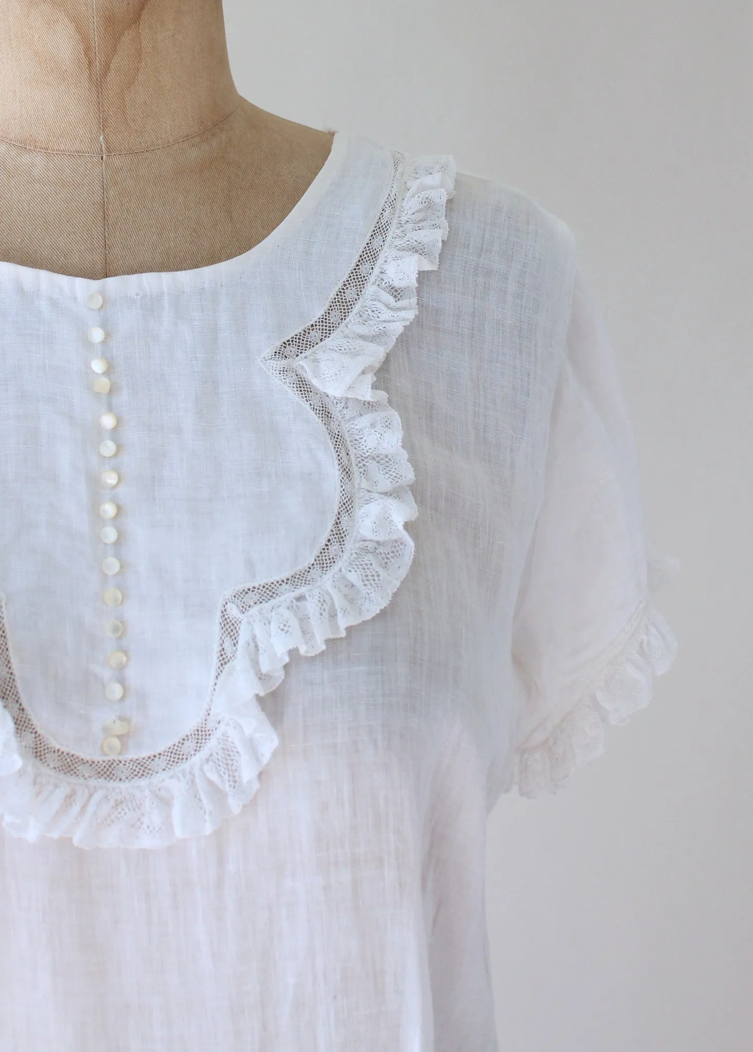 Vintage 1930s Sheer White Button Back Blouse