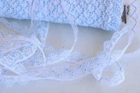 Vintage Lace Trim, White and Blue,  7/16" wide 2 yards