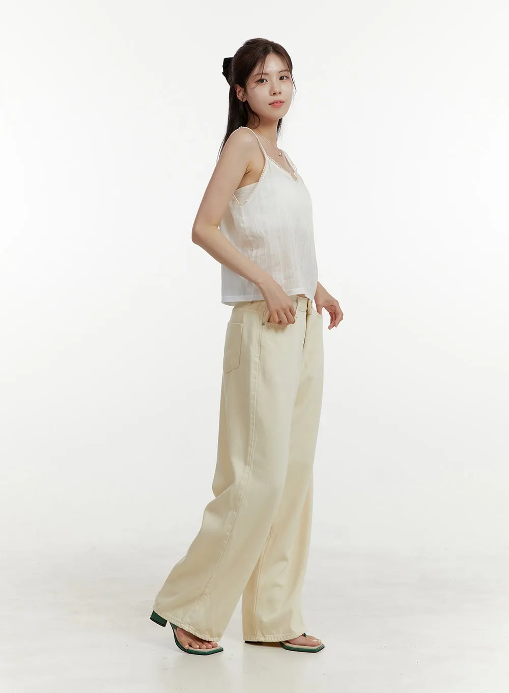 Wide-Leg Cotton Pants OY409