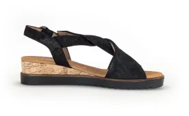 WOMEN'S GABOR 42.751.97 TWISTED VAMP BACK STRAP SANDAL | BLACK