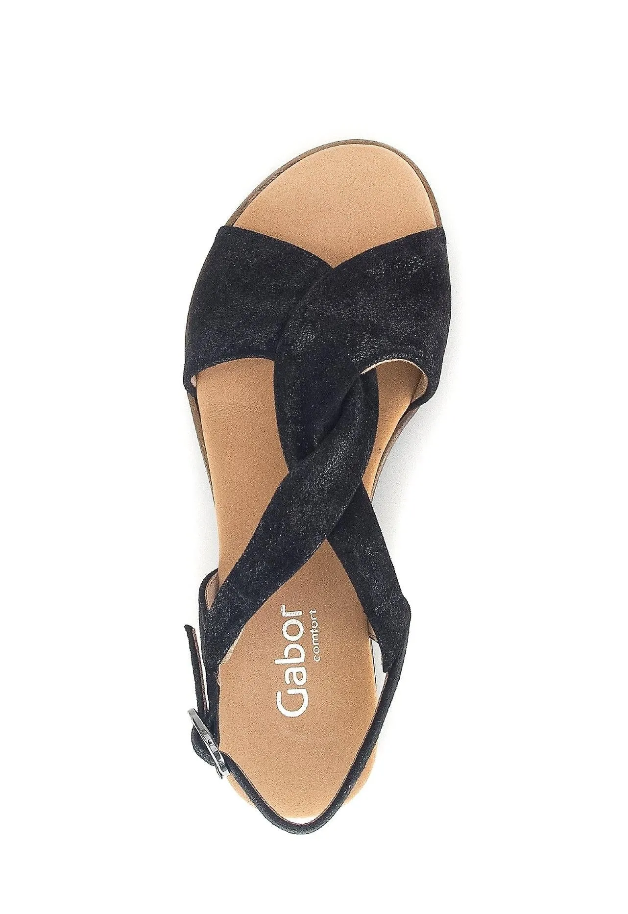 WOMEN'S GABOR 42.751.97 TWISTED VAMP BACK STRAP SANDAL | BLACK