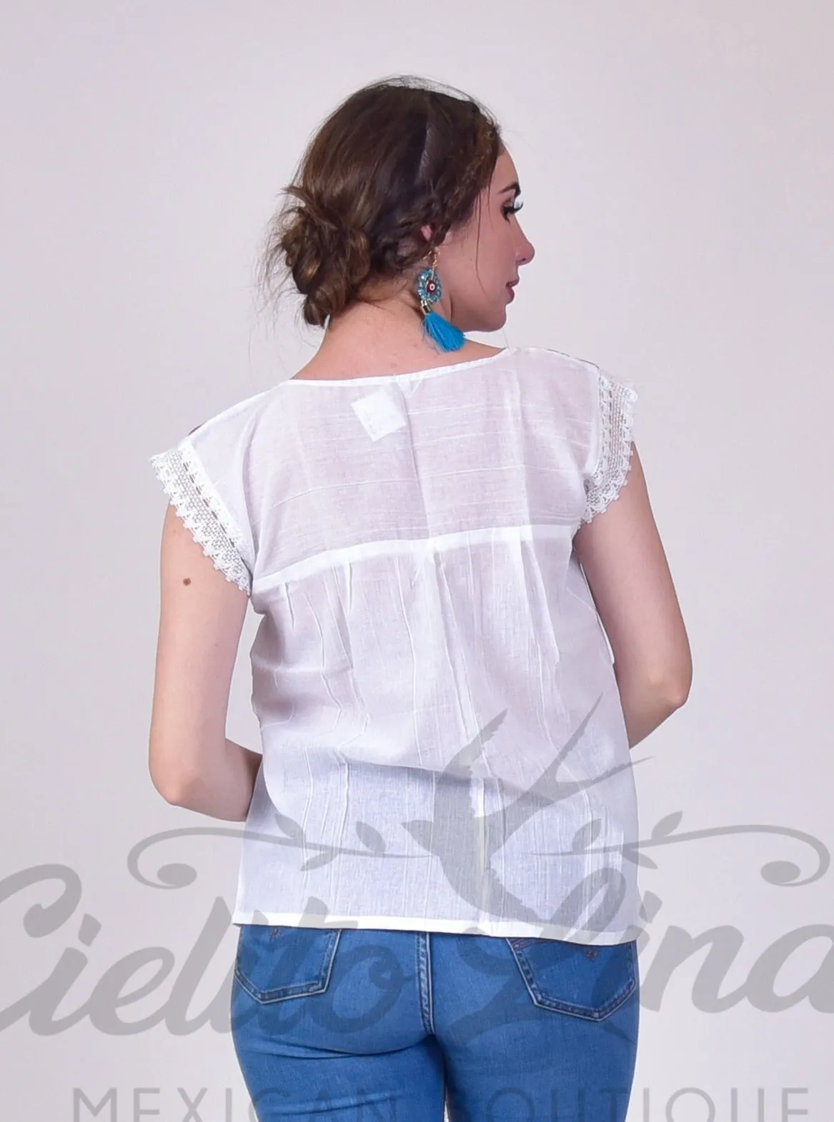 Yaritza Mexican Blouse White